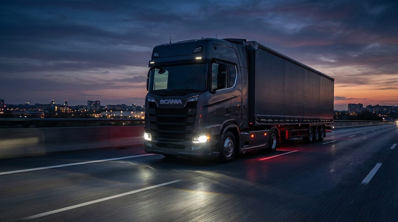 Scania semi truck on highway